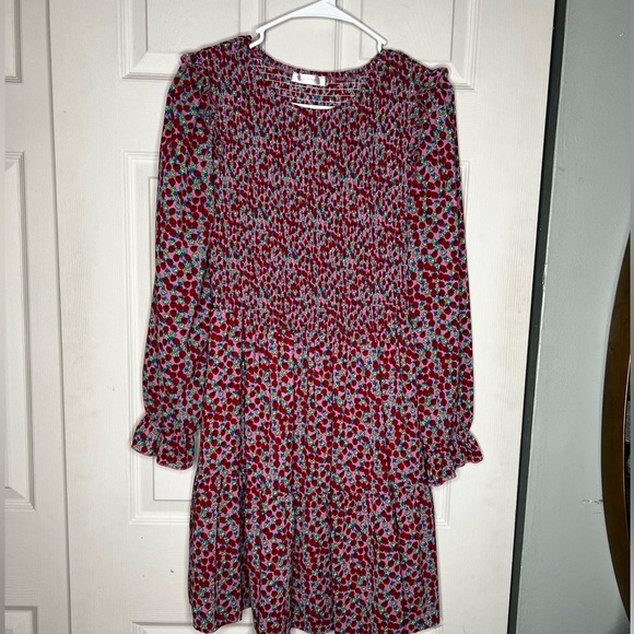 Strawberry Floral long sleeve smocked bodice dress. - Picture 4 of 4